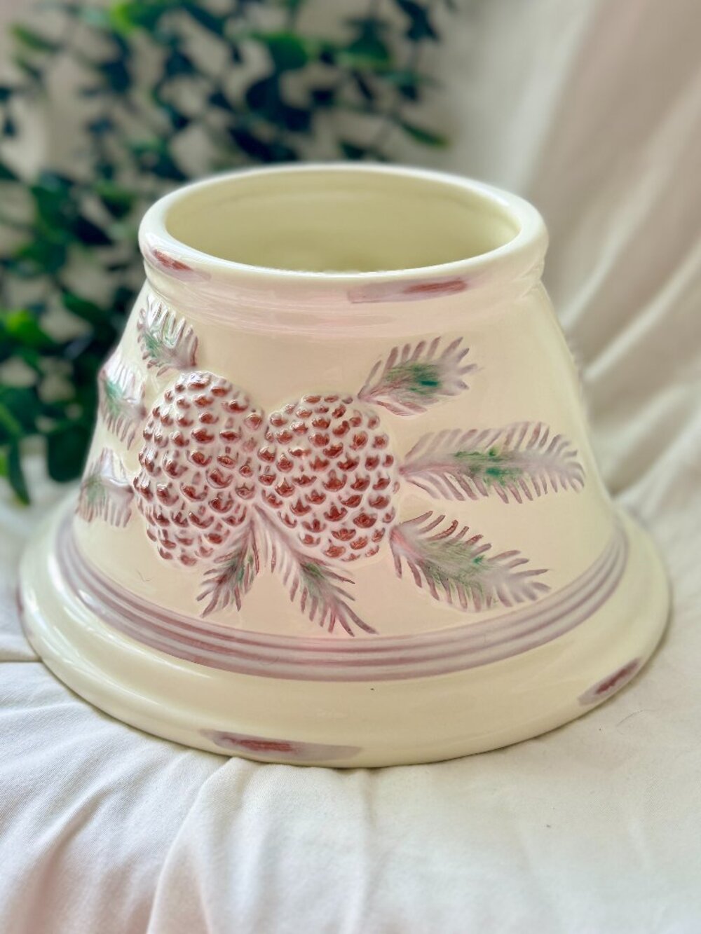 Ceramic Pinecone Candle Shade Topper - New Creative Enterprises